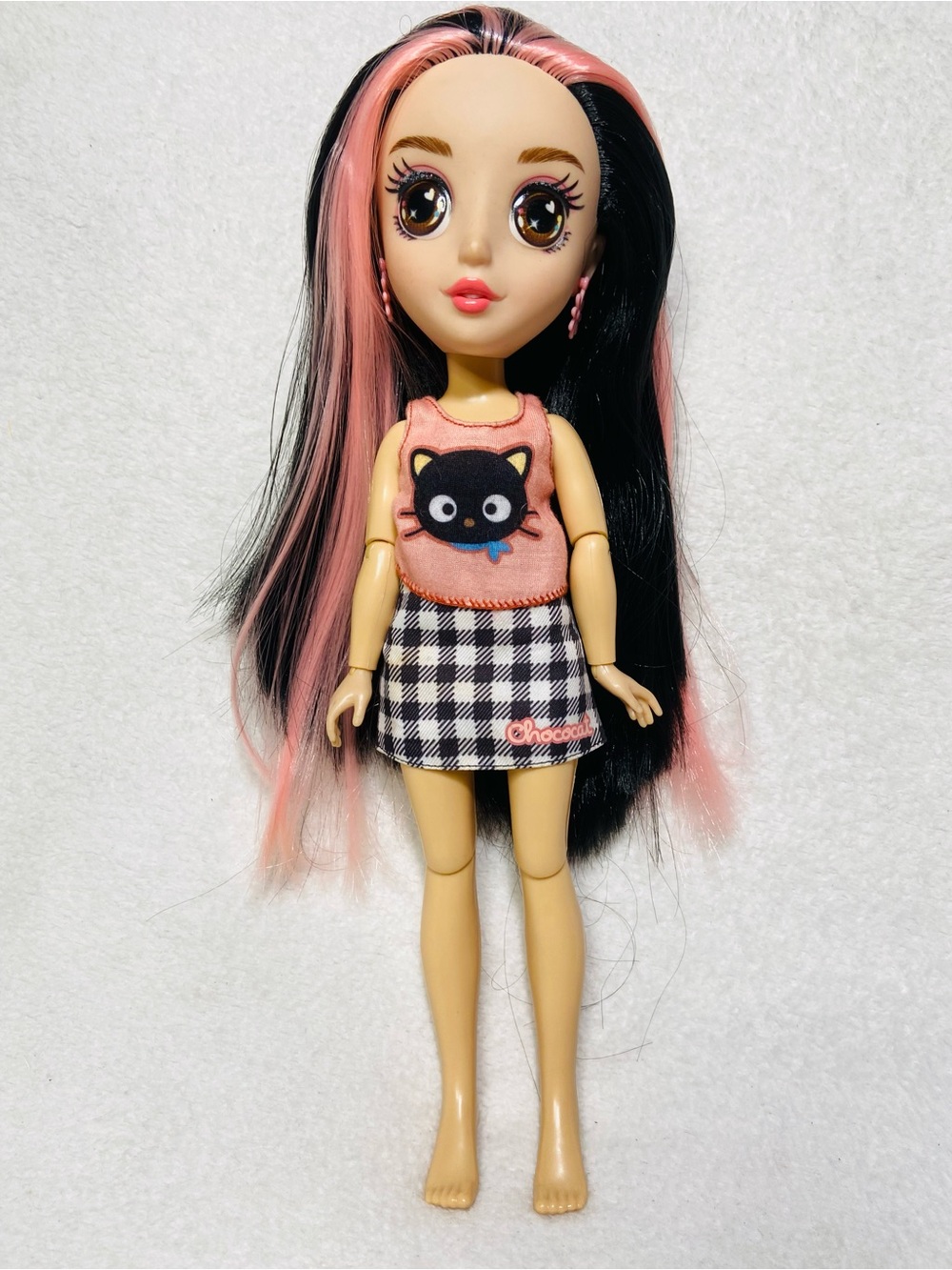 11” Be Kind Doll Modern Jointed Play Doll Pink Brown Hair Sanrio Chococat Outfit